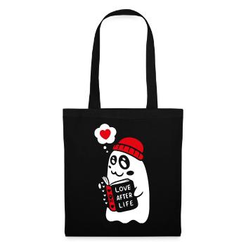 Cute Ghost Reading Romantic Book - Tote Bag - black - Front