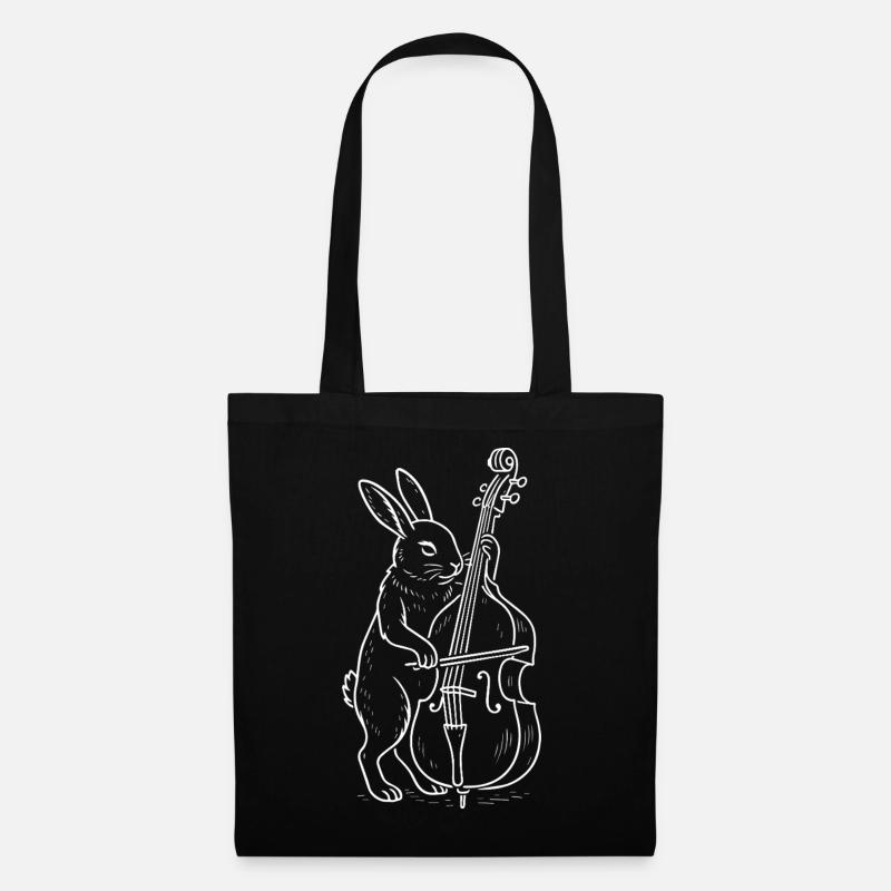 Rabbit plays double bass - Tote Bag - black