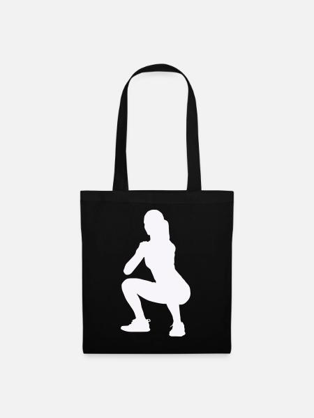 Frau Silhouette Squat - Stoffbeutel - Schwarz