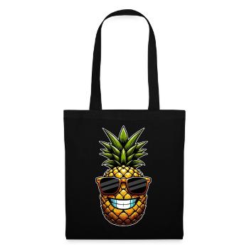 Ananas mit Sonnenbrille - Stoffbeutel - Schwarz - Vorne
