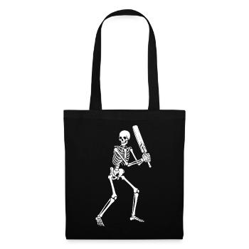 Skeleton spielt Cricket - Stoffbeutel - Schwarz - Vorne