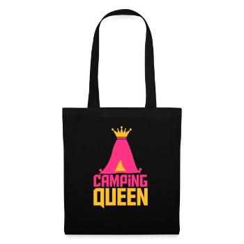 Camping Queen Königin Zelt Logo - Stoffbeutel - Schwarz - Vorne
