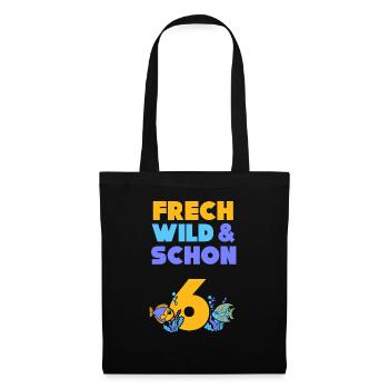 6 Jahre Geburtstag Junge Mädchen Fisch - Stoffbeutel - Schwarz - Vorne