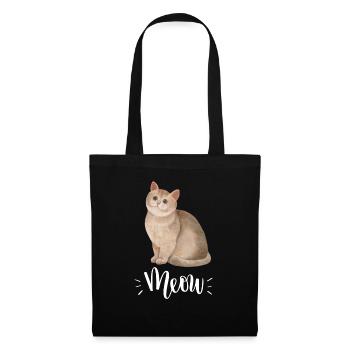 Cute Kawaii Funny Cat Saying Meow - Tote Bag - black - Front