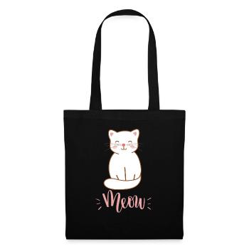 Cute Kawaii Funny Cat Saying Meow - Tote Bag - black - Front