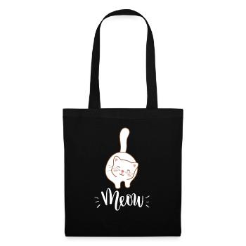 Cute Kawaii Funny Cat Saying Meow - Tote Bag - black - Front