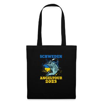 Schweden Angeltour 2023 Fisch - Stoffbeutel - Schwarz - Vorne