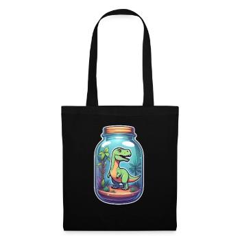 Dinosaur in a Cartoon Jar - Tote Bag - black - Front