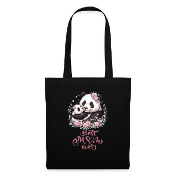 Best Mom Ever Panda Lover Floral Wreath I Mom - Stoffbeutel - Schwarz - Vorne