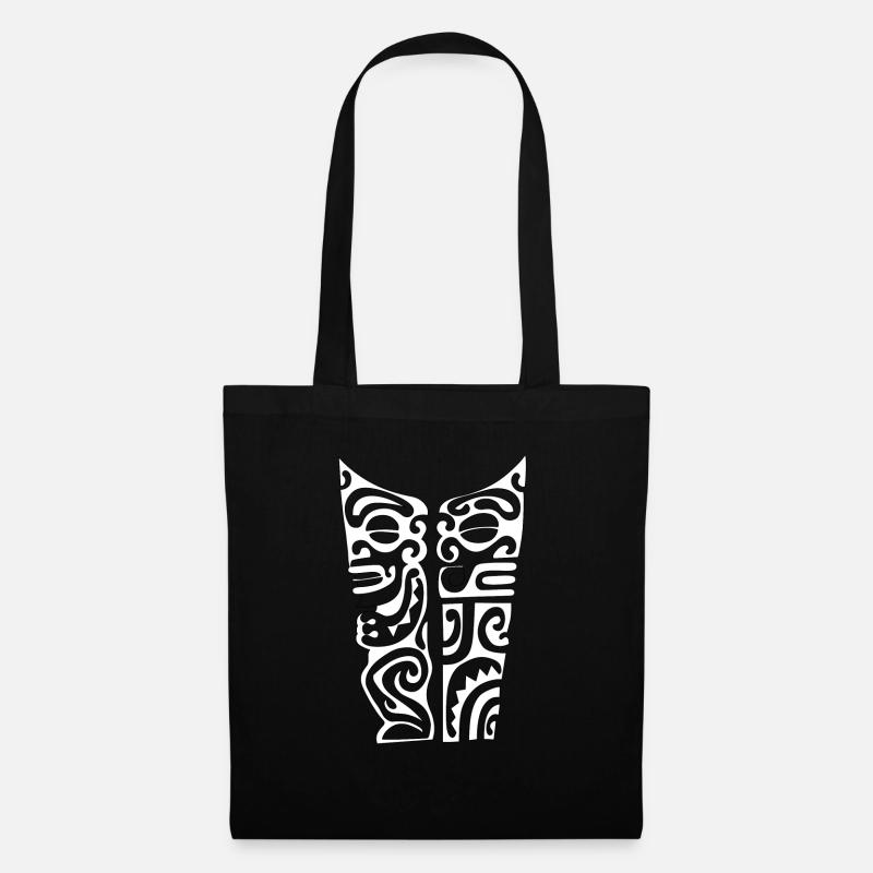 Maori Brust Logo 112 Weiß - Stoffbeutel - Schwarz