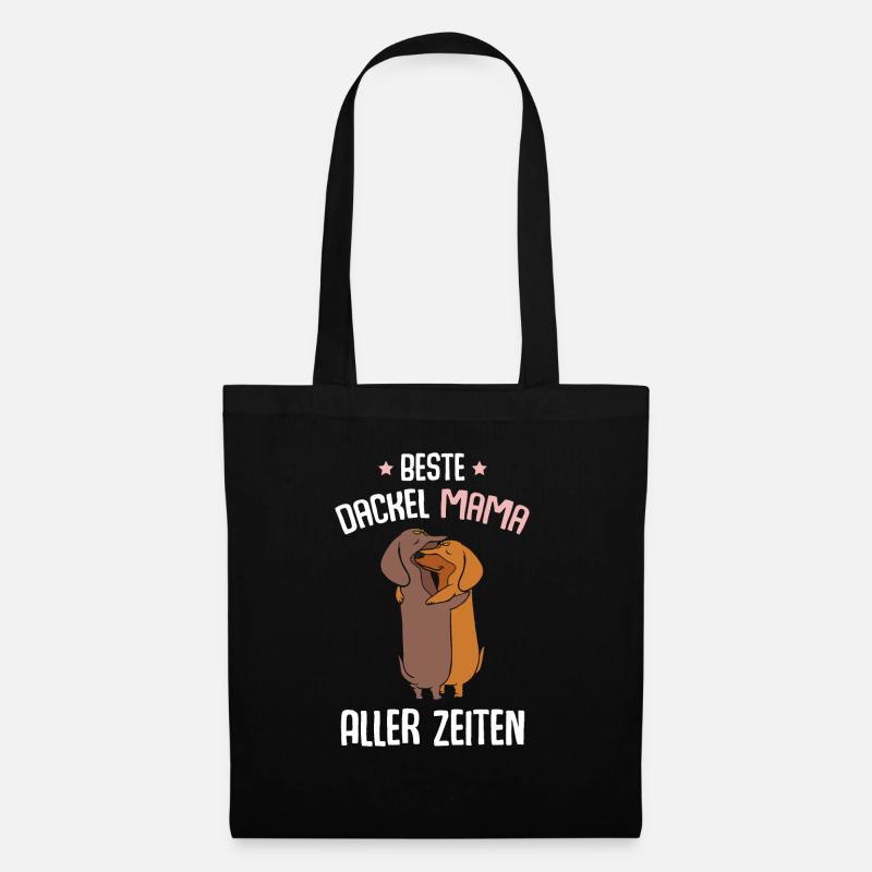 Beste Dackelmama - Stoffbeutel - Schwarz
