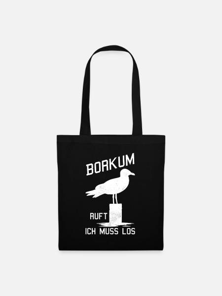 Borkum Ostfriesland Nordsee Möwe - Stoffbeutel - Schwarz