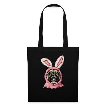 Bouledogue français en costume de lapin - Sac en tissu - noir - Devant