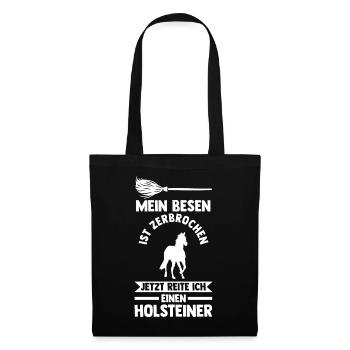 Pferd Reitsport Reiten Pferdesport Holsteiner - Stoffbeutel - Schwarz - Vorne