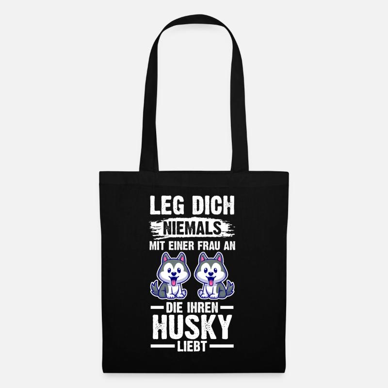 Hund Husky - Stoffbeutel - Schwarz