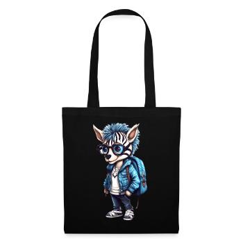 Dessin animé zébré mignon - Sac en tissu - noir - Devant