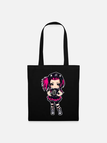 Cooles Gothic Punk Girl - Stoffbeutel - Schwarz