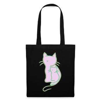 Retro Vintage Cat Mom Child Baby - Tote Bag - black - Front