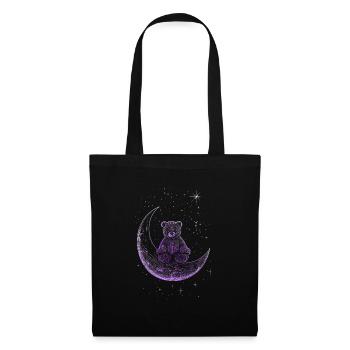 Ours assis sur la lune minimaliste - Sac en tissu - noir - Devant