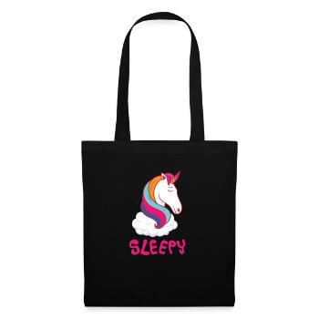 Einhorn Schlafen Unicorn Sleep Geschenk - Stoffbeutel - Schwarz - Vorne