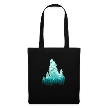 Wild Wolf Nature Nature Solitaire Forêt Cadeau - Sac en tissu - noir - Devant