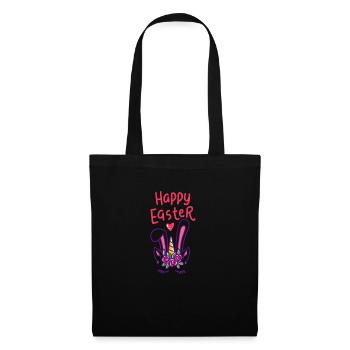 Einhorn - Einhörner - Geschenk - Frohe Ostern - Stoffbeutel - Schwarz - Vorne