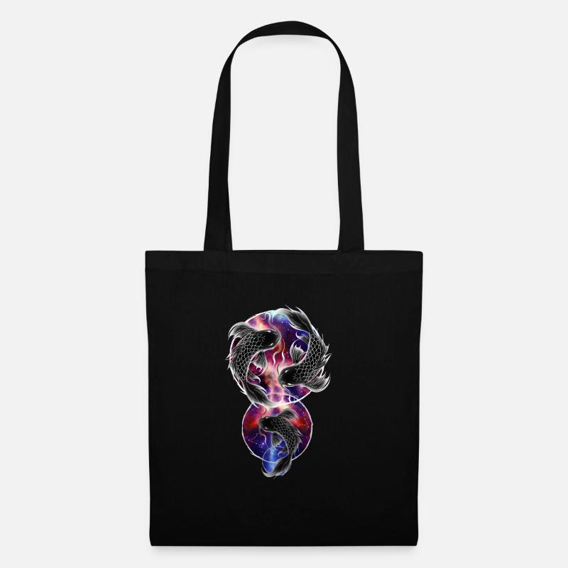Pisces- Fisch Sternzeichen BUNT - Stoffbeutel - Schwarz