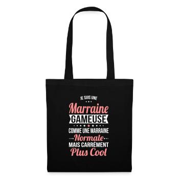 Marraine gameuse comme marraine normale plus cool - Sac en tissu - noir - Devant