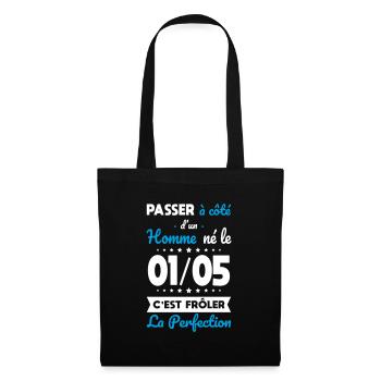 Anniversaire - Né le 1er Mai Frôler perfection - Sac en tissu - noir - Devant