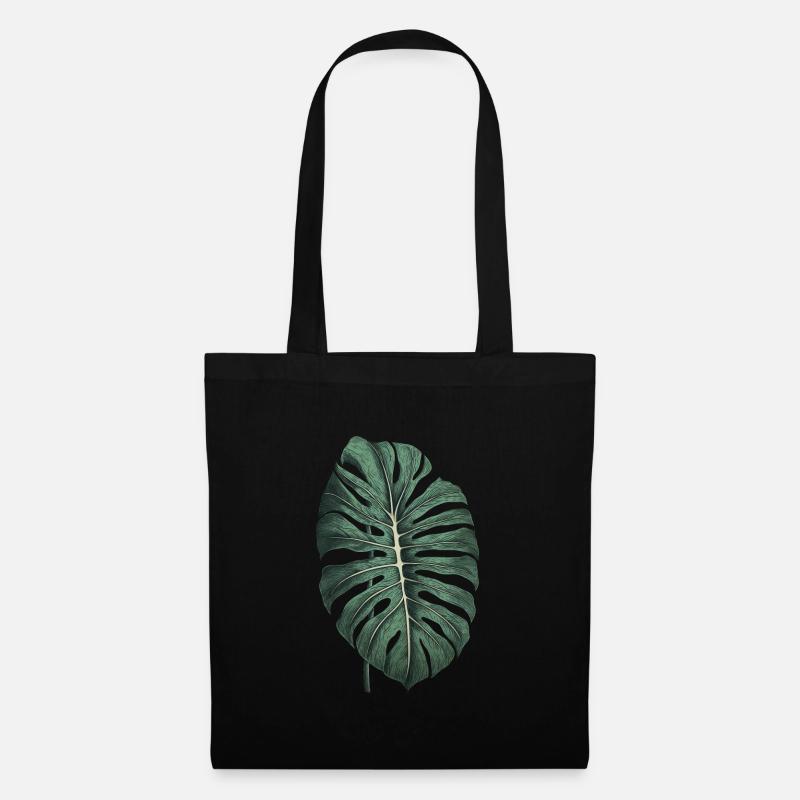 Cooles Monstera Blatt, Pflanzen Motiv - Stoffbeutel - Schwarz