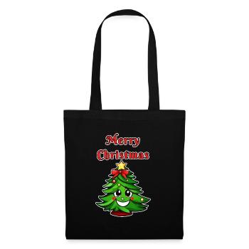 Mignon Joyeux Noël Sapin de Noël - Sac en tissu - noir - Devant