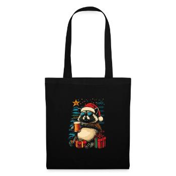 Bière Noël raton laveur Fête de Noël - Sac en tissu - noir - Devant