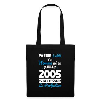 Anniversaire 20 ans - Né en Juillet 2005 - Sac en tissu - noir - Devant