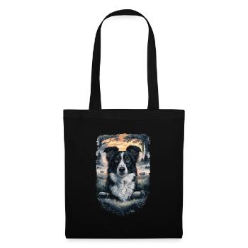 Schöner Border Collie Hund Design - Stoffbeutel - Schwarz - Vorne