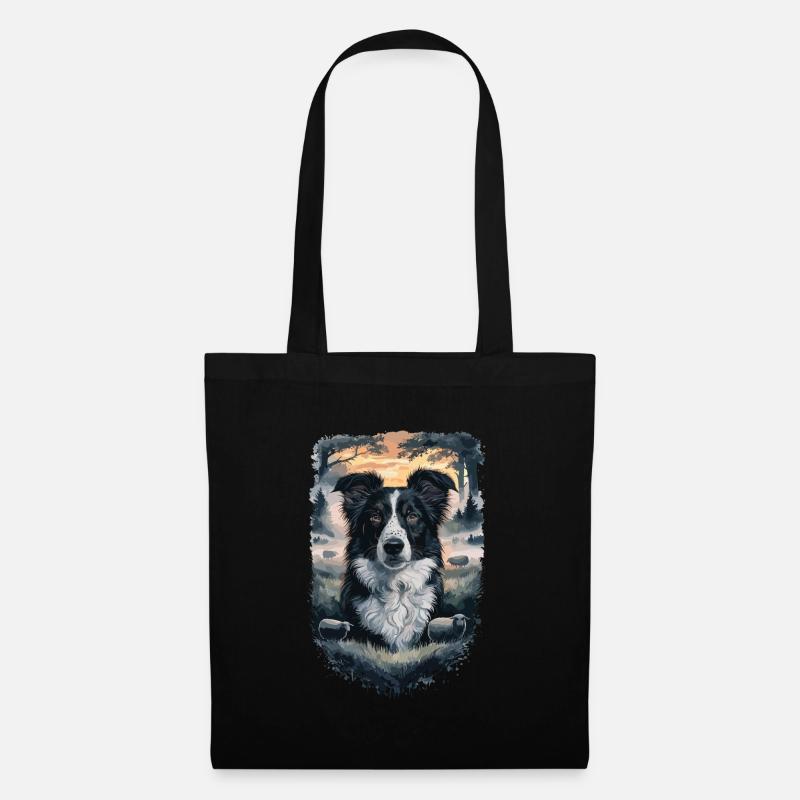 Schöner Border Collie Hund Design - Stoffbeutel - Schwarz