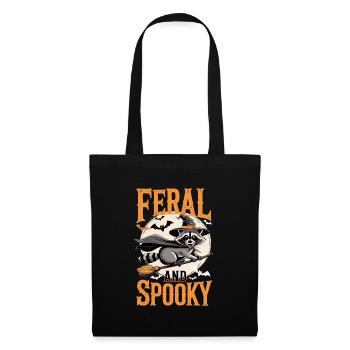 Niedlicher Waschbär als Hexe Feral and Spooky - Stoffbeutel - Schwarz - Vorne