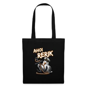 Ahoy Rerik Mouette drôle avec ancre - Sac en tissu - noir - Devant