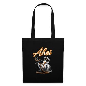 Ahoy! Funny Seagull with Anchor - Tote Bag - black - Front