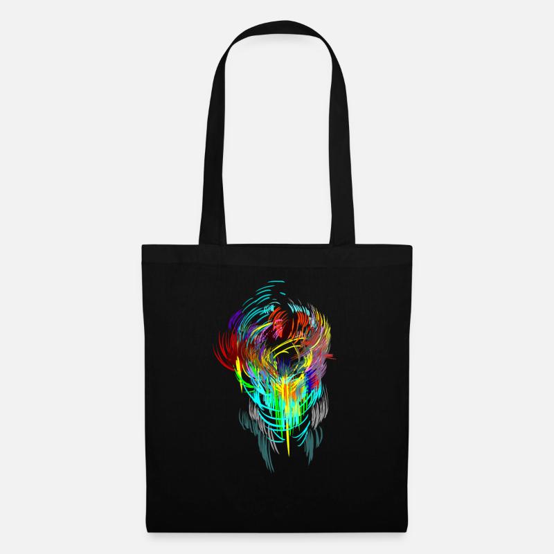 Neon - mask sci-fi psychedelic techno gamer head - Tote Bag - black