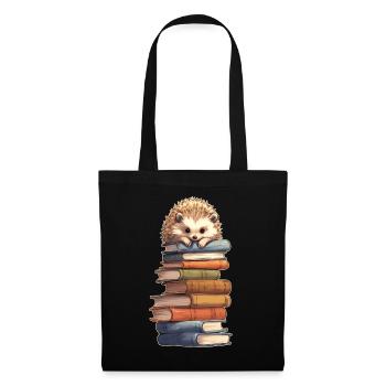 Hedgehog on stack of books - Tote Bag - black - Front