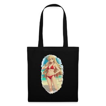 Fille sur la plage - Sac en tissu - noir - Devant