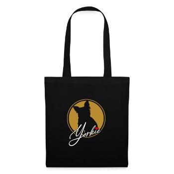 Yorkshire Terrier in colored circle with red heart - Tote Bag - black - Front