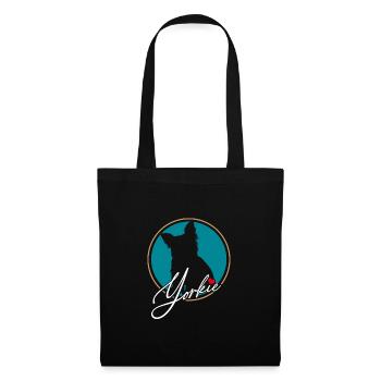 Yorkshire Terrier in colored circle with red heart - Tote Bag - black - Front