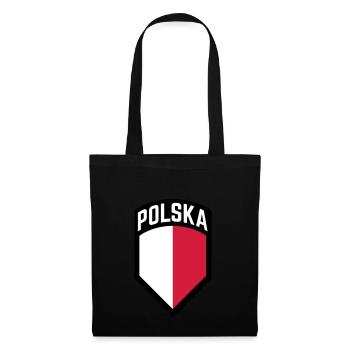 Polska Flagge Wappen Geschenk - Stoffbeutel - Schwarz - Vorne