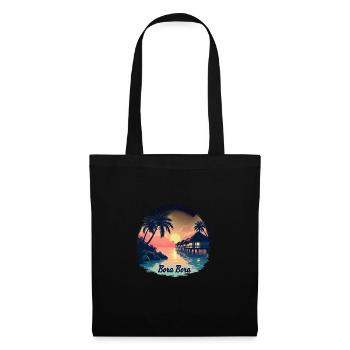Paradis tropical Bora Bora Coucher de soleil sur la plage - Sac en tissu - noir - Devant