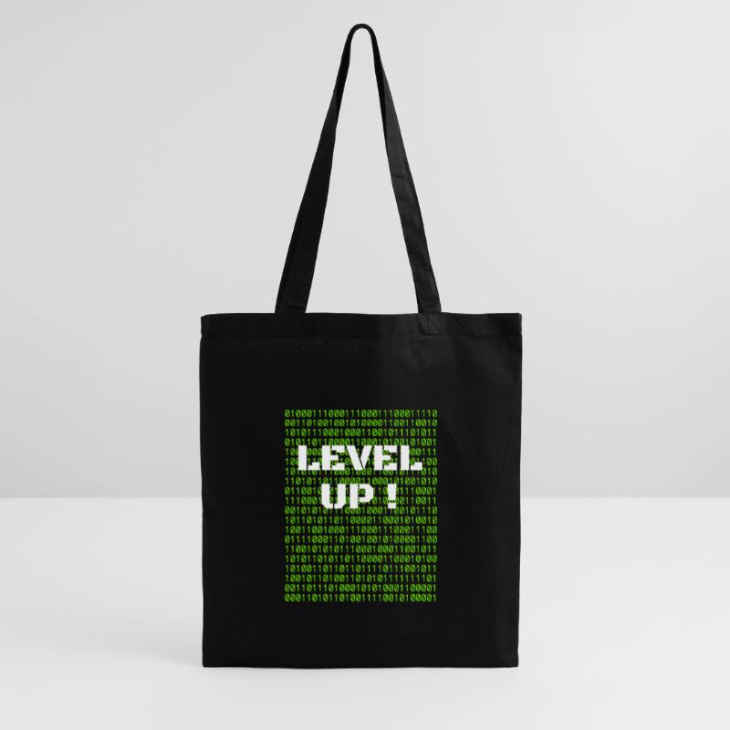 Level up and binary code Tote Bag