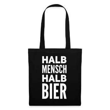Halb Mensch Halb Bier - Stoffbeutel - Schwarz - Vorne