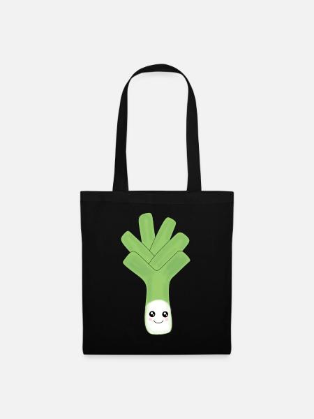 Kawaii Lauch Kawaii Früchte Kawaii Gemüse - Stoffbeutel - Schwarz
