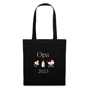 Opa 2023 Geburt Mädchen Vorlage personalisierbar - Stoffbeutel - Schwarz - Vorne