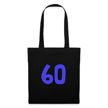 60. 60 ANS. 60e ANNIVERSAIRE. ANNIVERSAIRE 60 ANS. - Sac en tissu - noir - Devant